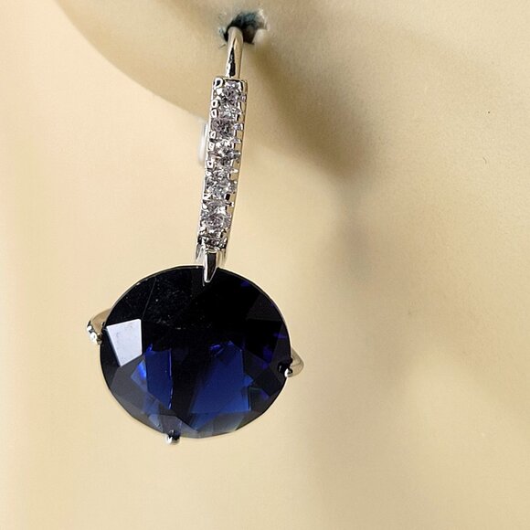Blue Crystal Hook Earrings - Picture 3 of 9